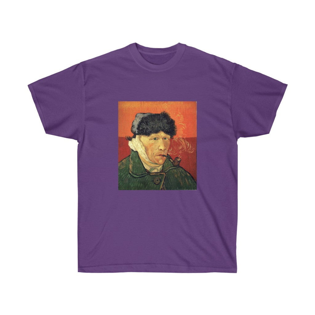 Autorretrato de Vincent van Gogh con oreja vendada y camiseta con pipa