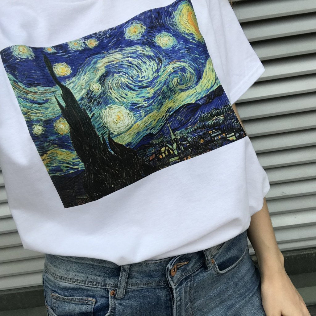 camiseta estampada noche estrellada