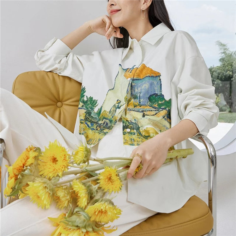 Camisa suelta Van Gogh Cottage