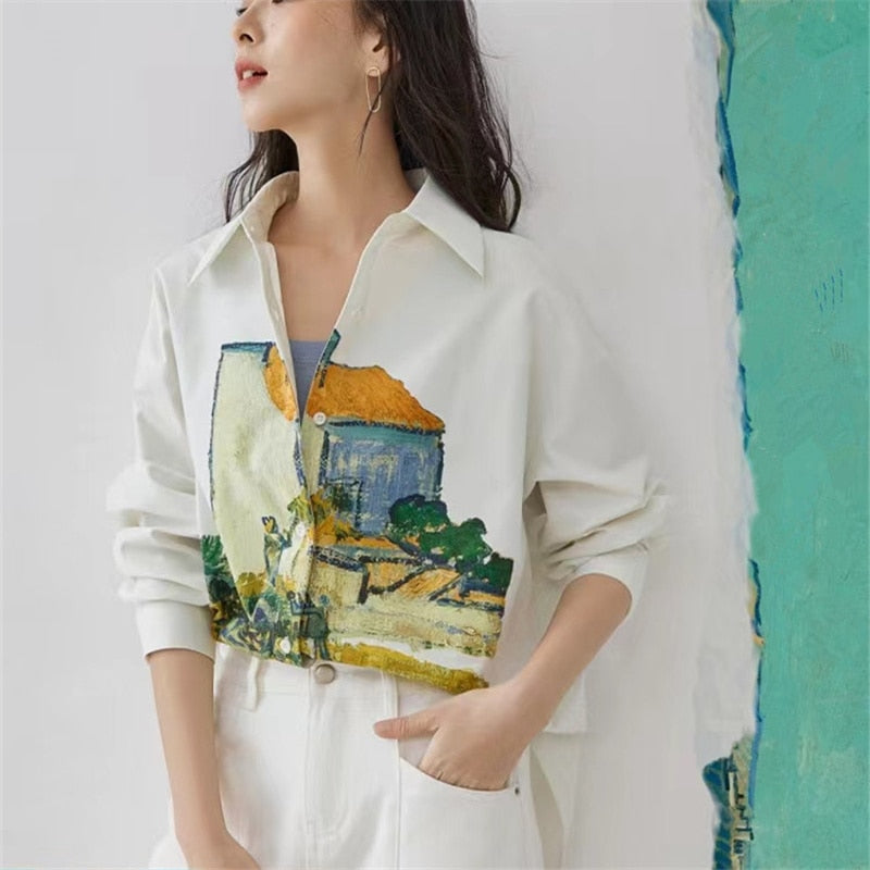 Camisa suelta Van Gogh Cottage