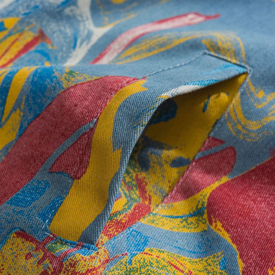 Veste en jean oversize peinture abstraite