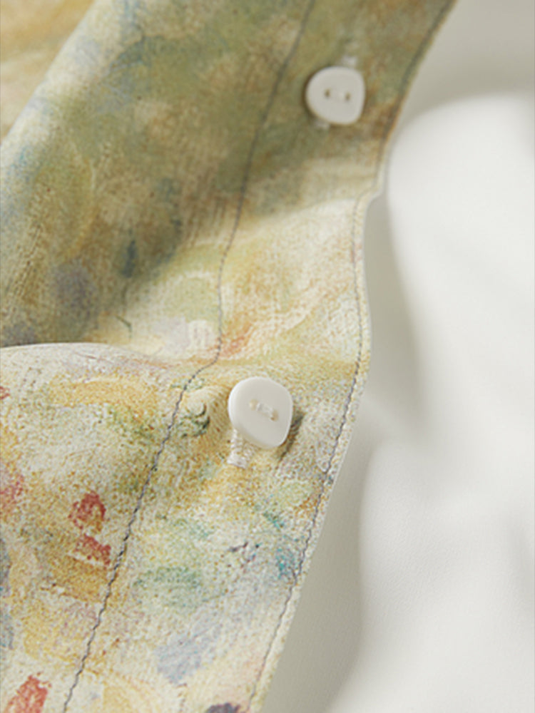 Camisa con botones paisaje impresionista