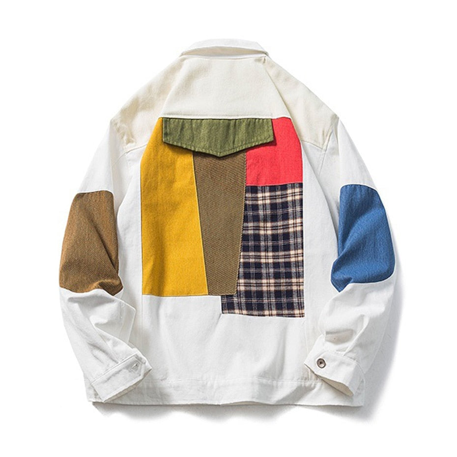 Chaqueta extragrande con diseño abstracto geométrico