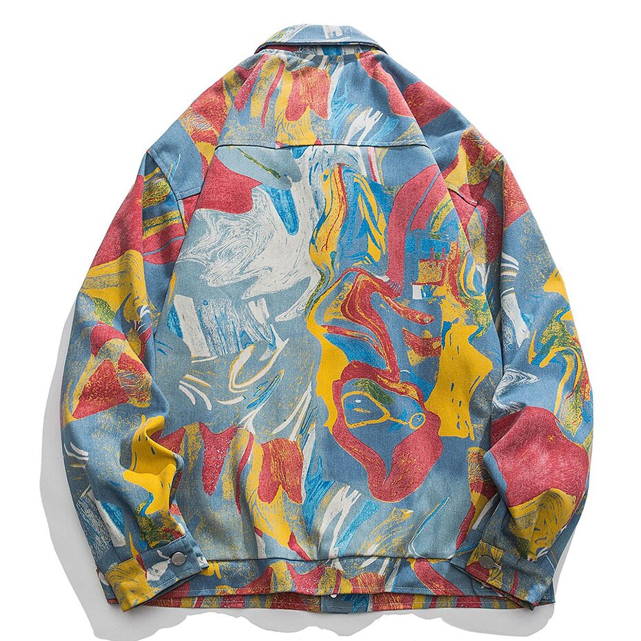 Veste en jean oversize peinture abstraite