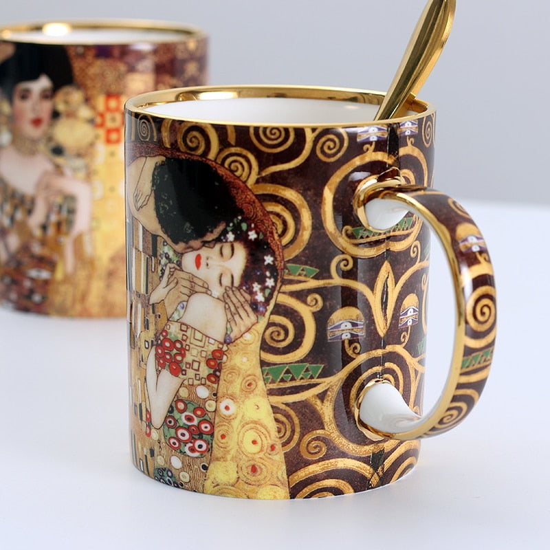 Tasses à Café Gustave Klimt Avec Cuillère