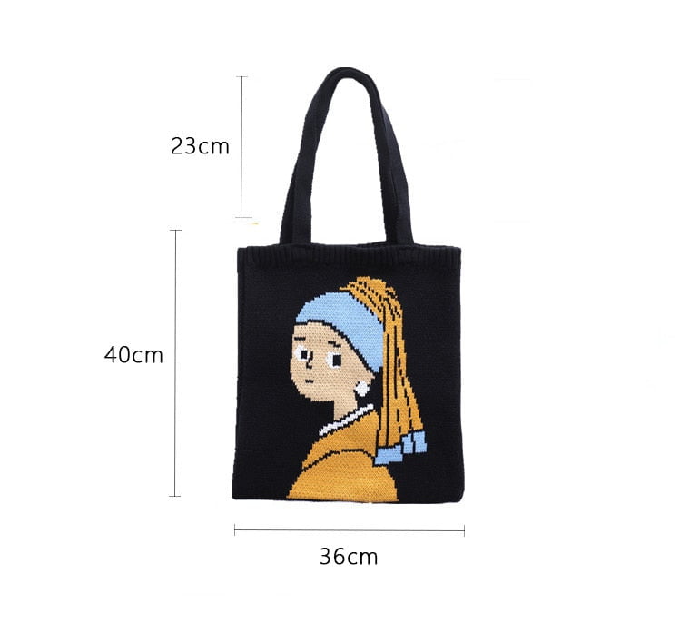 Bolso tote de punto La chica de la perla