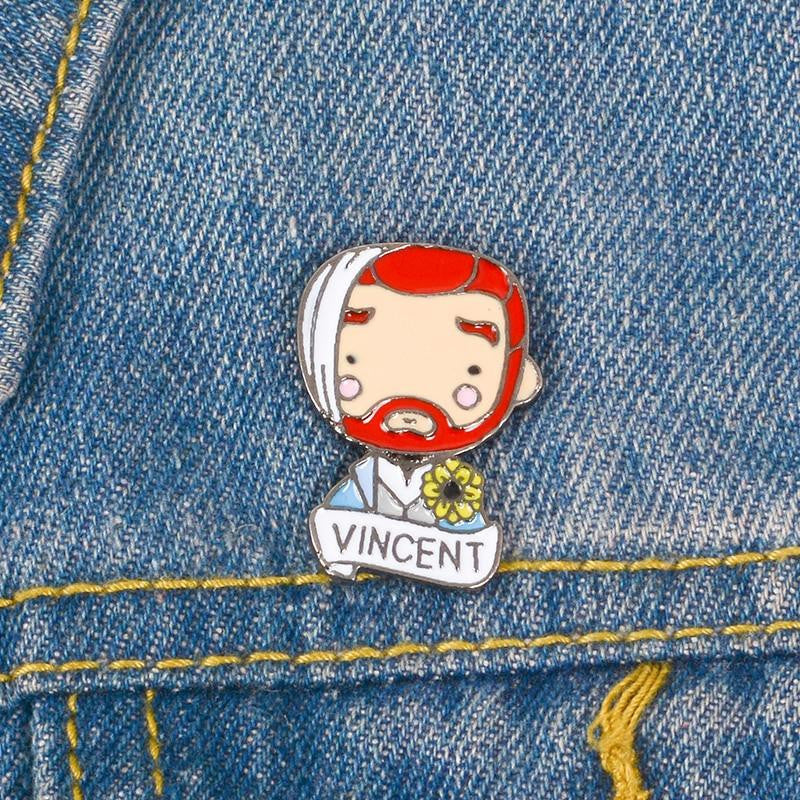 Insigne de portrait d'épingle d'émail de Vincent Van Gogh