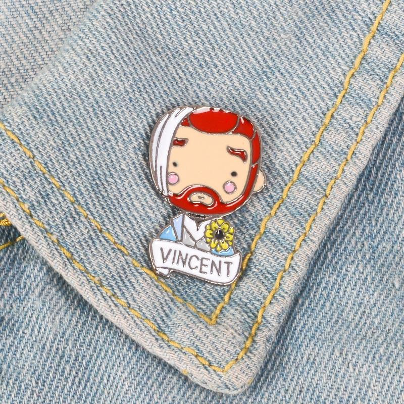 Insigne de portrait d'épingle d'émail de Vincent Van Gogh