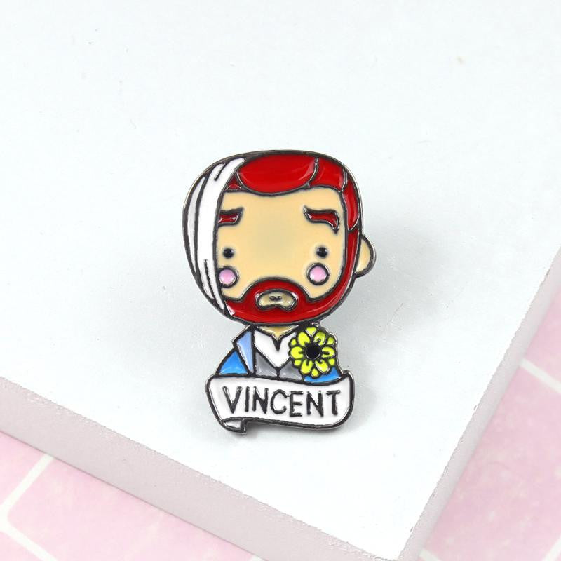 Insigne de portrait d'épingle d'émail de Vincent Van Gogh