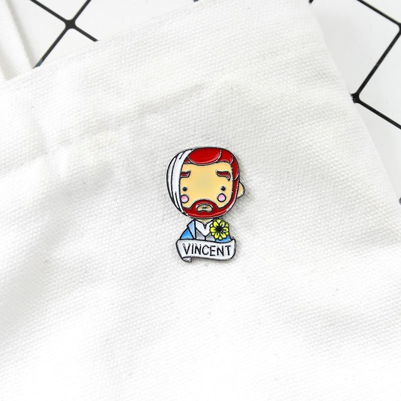 Insigne de portrait d'épingle d'émail de Vincent Van Gogh