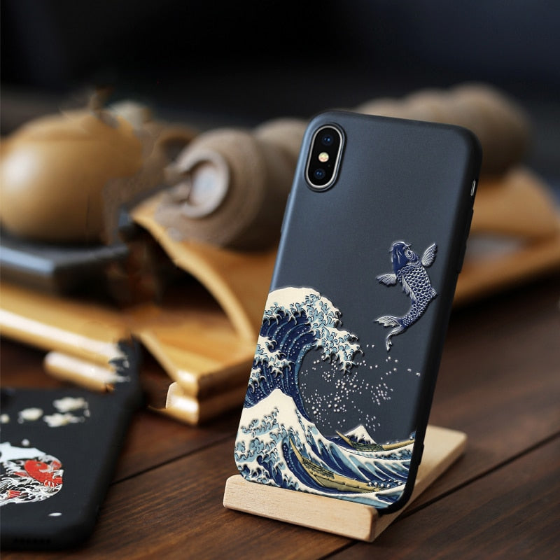 Coque iPhone inspirée de la grande vague de Kanagawa