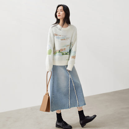 Van Gogh Wheat Field Mohair Knit Sweater