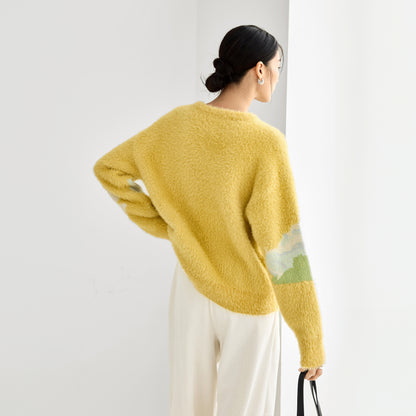 Van Gogh Wheat Field Mohair Knit Sweater