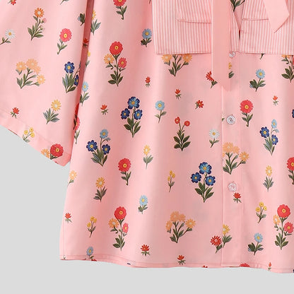 Floral Patchwork Tie-Up Shirt