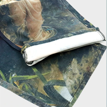 Abstract Art Print Baggy Jeans