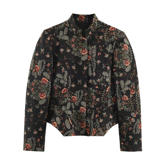 Midnight Herbarium Cropped Jacket