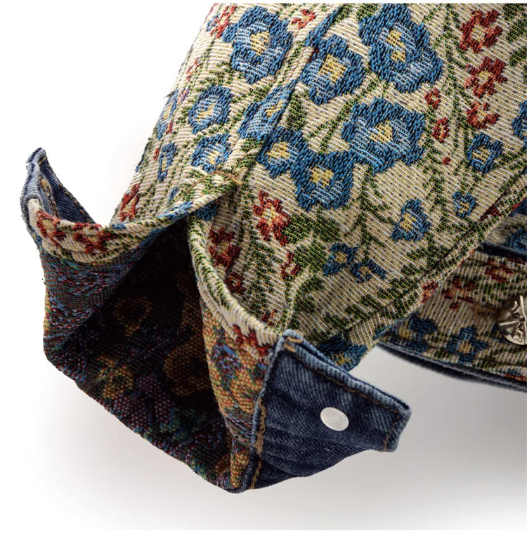 Floral Embroidered Patchwork Denim Jacket