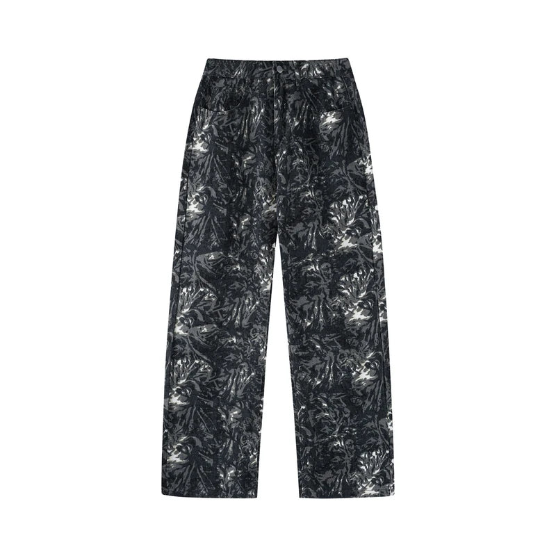 Floral Print Straight-Leg Jeans