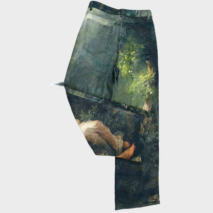 Abstract Art Print Baggy Jeans