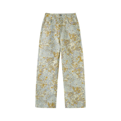 Floral Print Straight-Leg Jeans