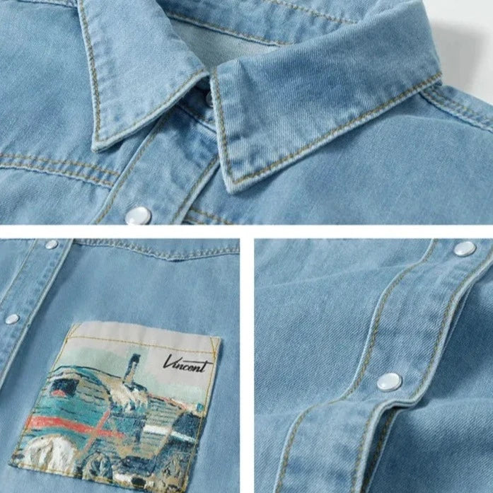 Vincent Van Gogh Inspired Denim shirt