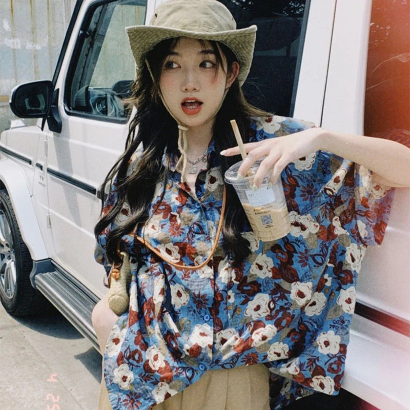 Vintage Botanical Chiffon Blouse