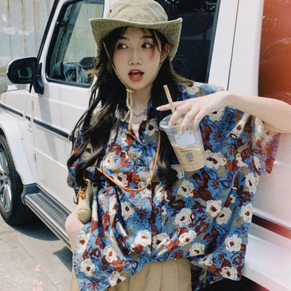 Vintage Botanical Chiffon Blouse