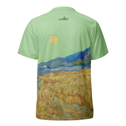 Van Gogh wheat field with a reaper unisex sports jersey