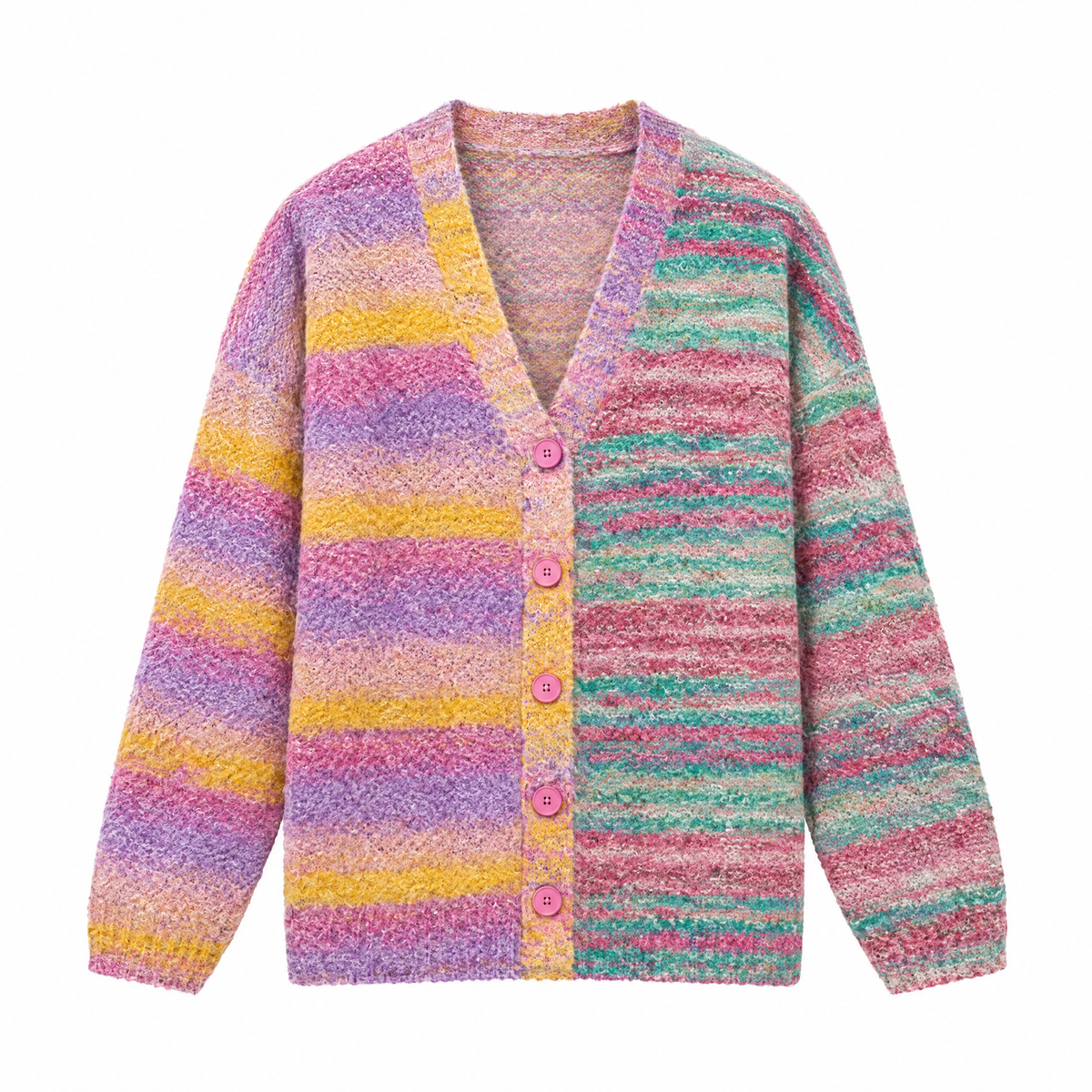 Monet Garden Knit Cardigan Pink flat lay on white background