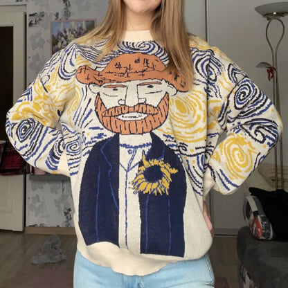 Suéter de dibujos animados de Van Gogh