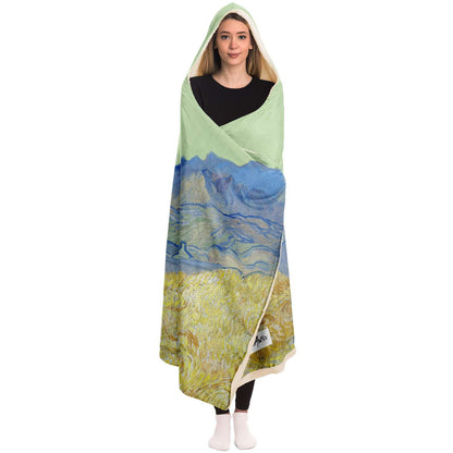 Van Gogh Van gogh Wheatfield with a Reaper Hooded Blanket