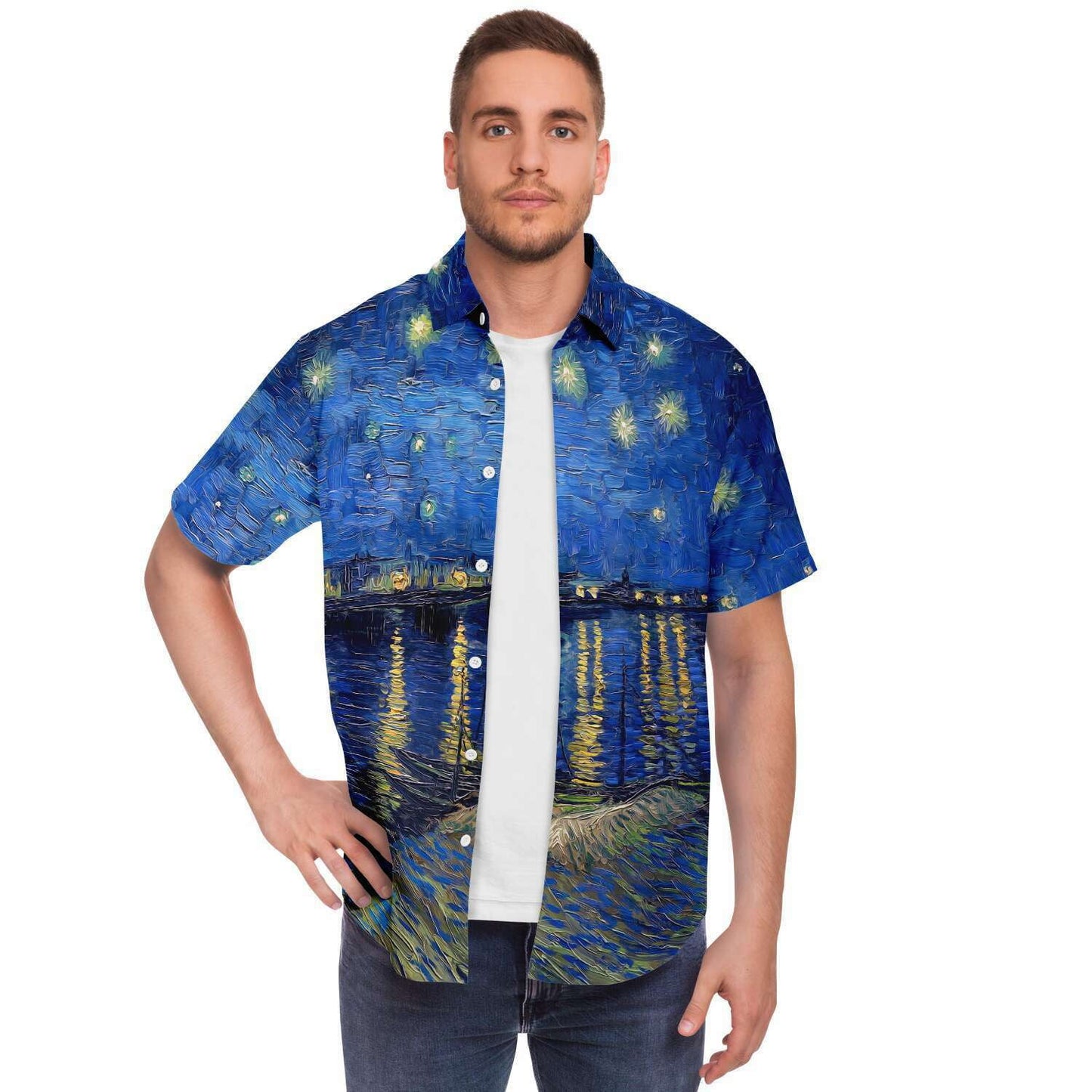 Camisa abotonada Noche estrellada sobre el Ródano