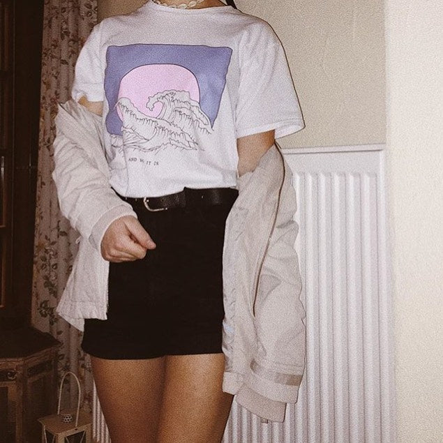 Y así es, camiseta estética Hokusai Wave