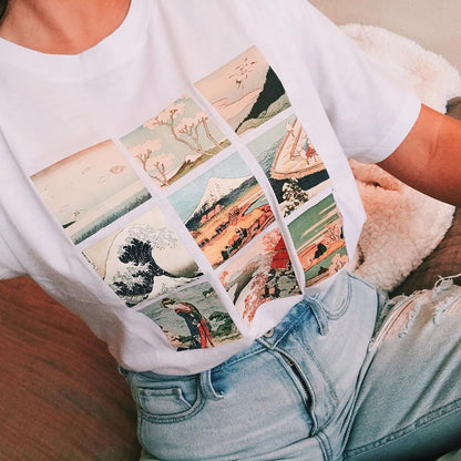 camiseta Hokusai rejilla