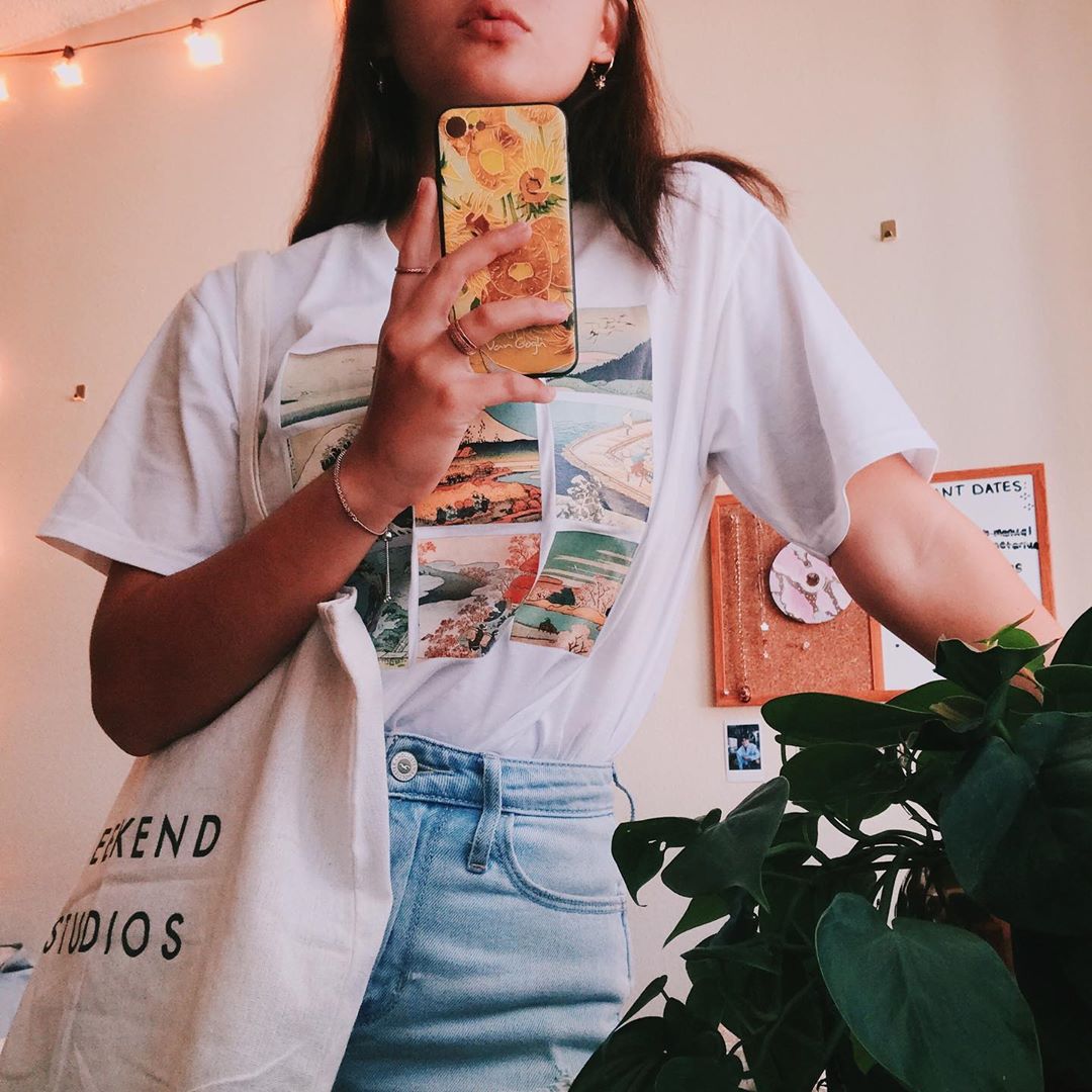 camiseta Hokusai rejilla