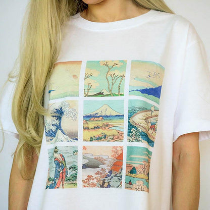 camiseta Hokusai rejilla