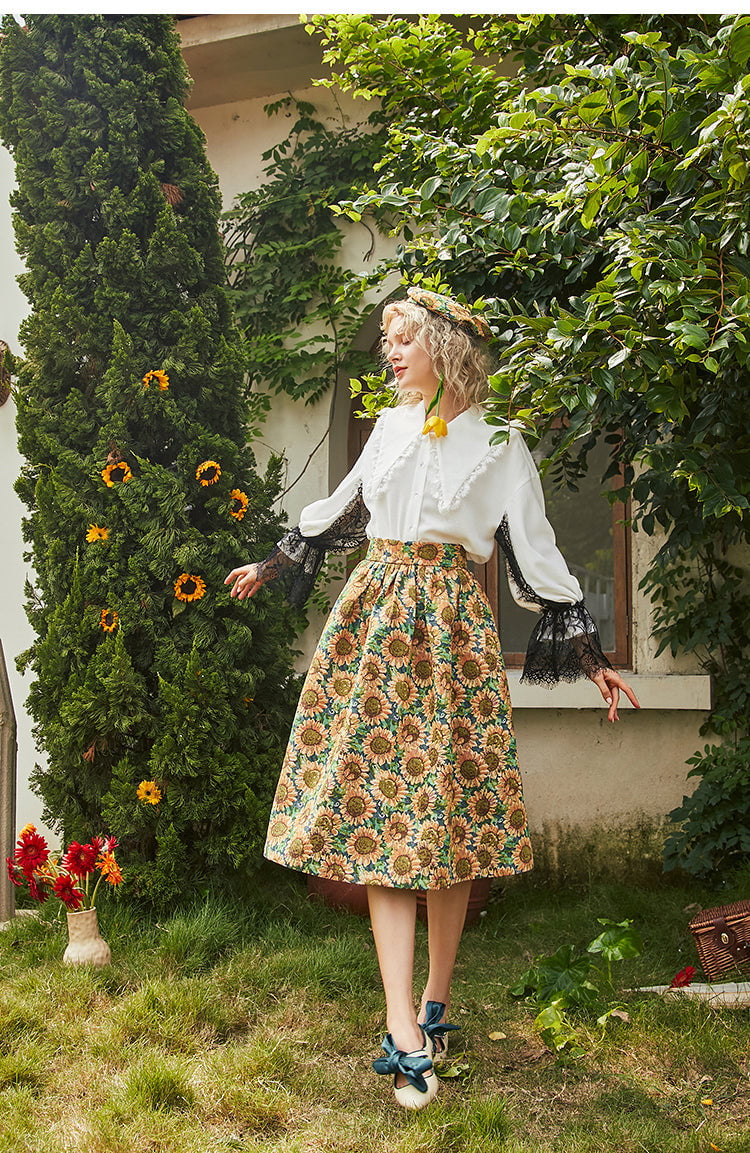 Van Gogh Sunflowers patterned skirt