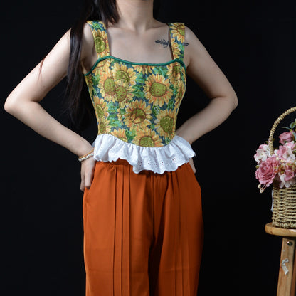 Van Gogh Sunflower Tapestry Corset top