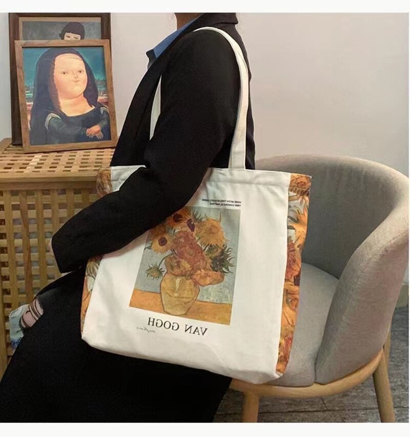 Van Gogh Artsy canvas tote bags