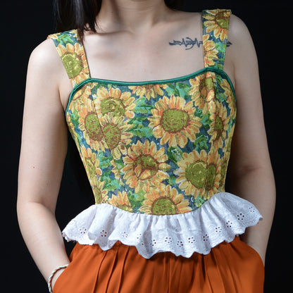 Van Gogh Sunflower Tapestry Corset top