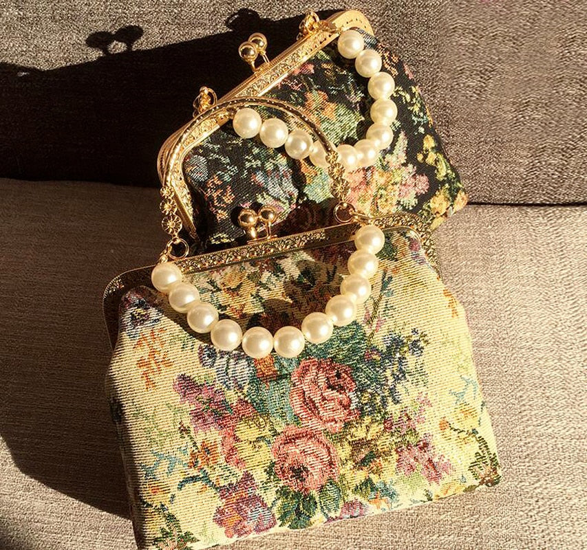 Rococo Floral Embroidery Purse