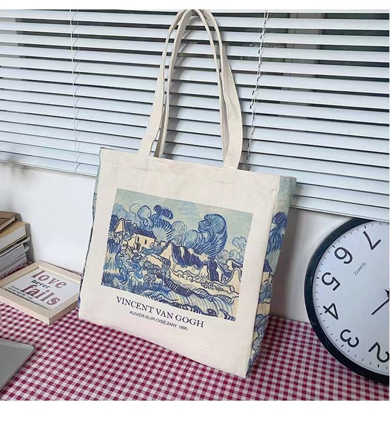 Van Gogh Artsy canvas tote bags