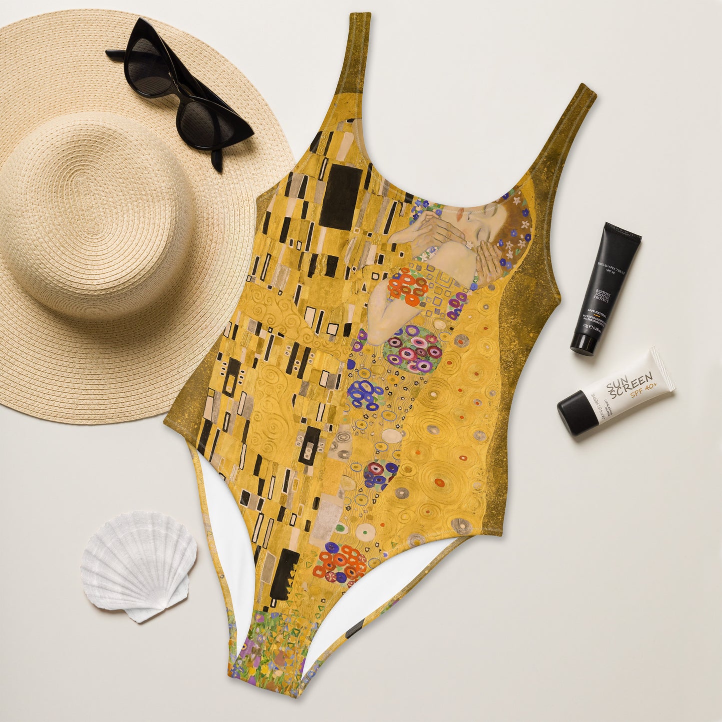 Gustav Klimt The Kiss Swimsuit One-Piece Swimsuit