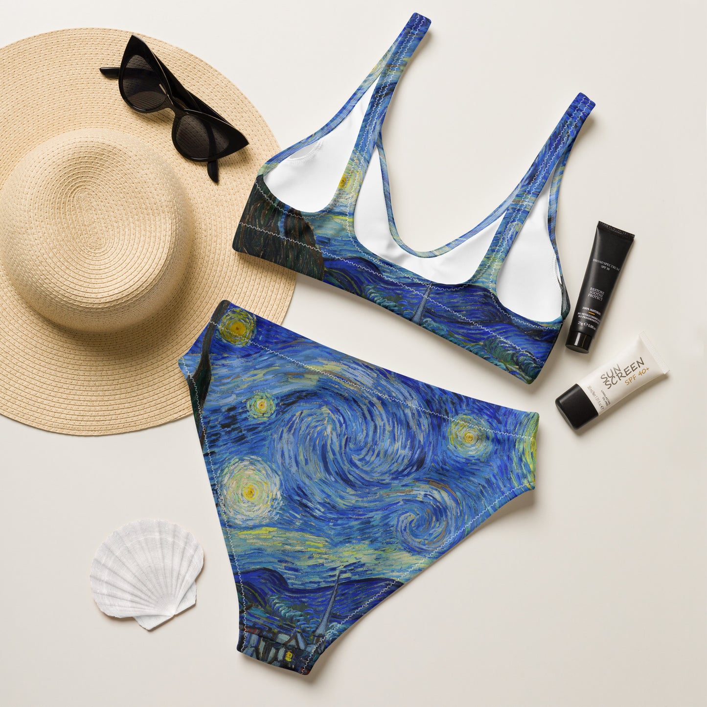 Vincent van Gogh The Starry Night high-waisted bikini