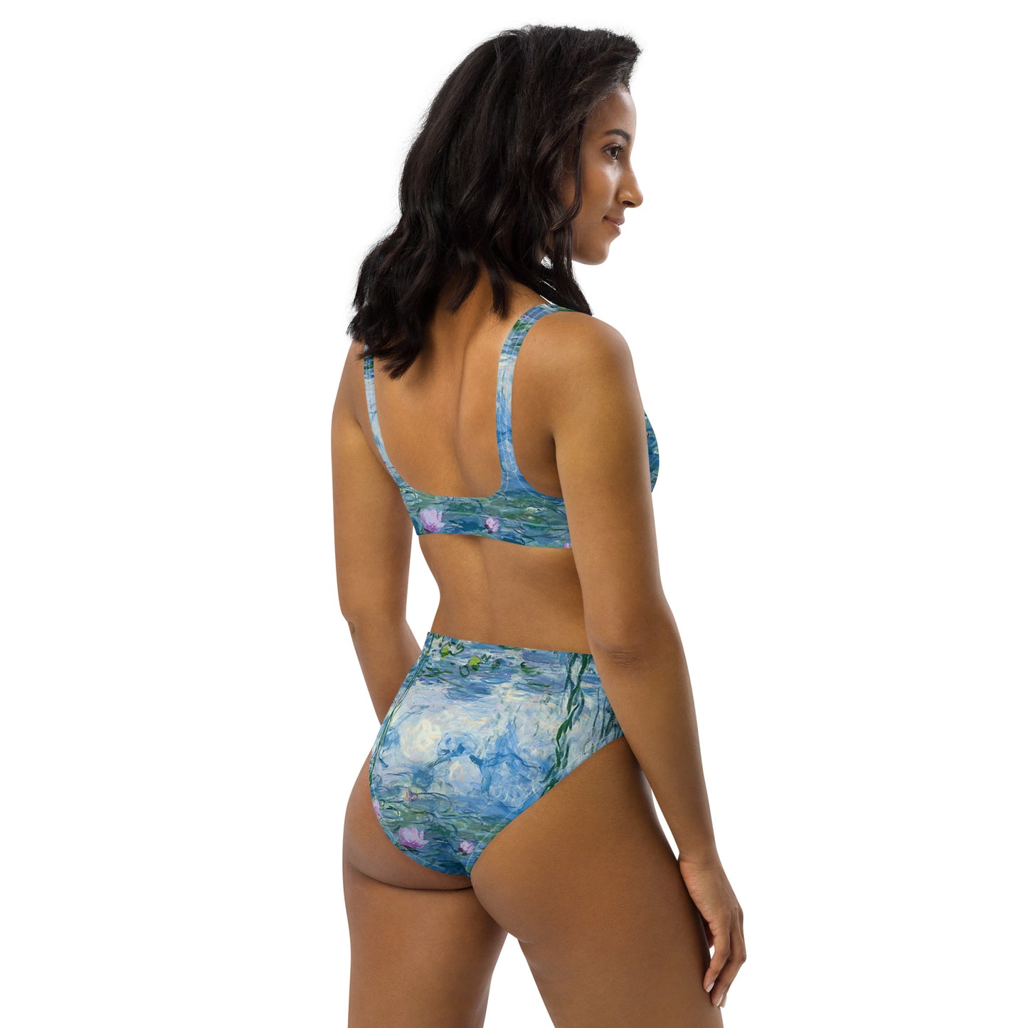 Claude Monet Water lilies high-waisted bikini