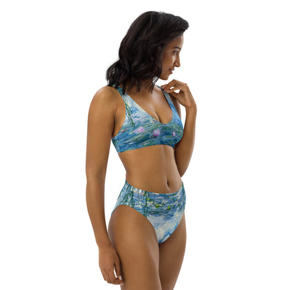 Claude Monet Water lilies high-waisted bikini