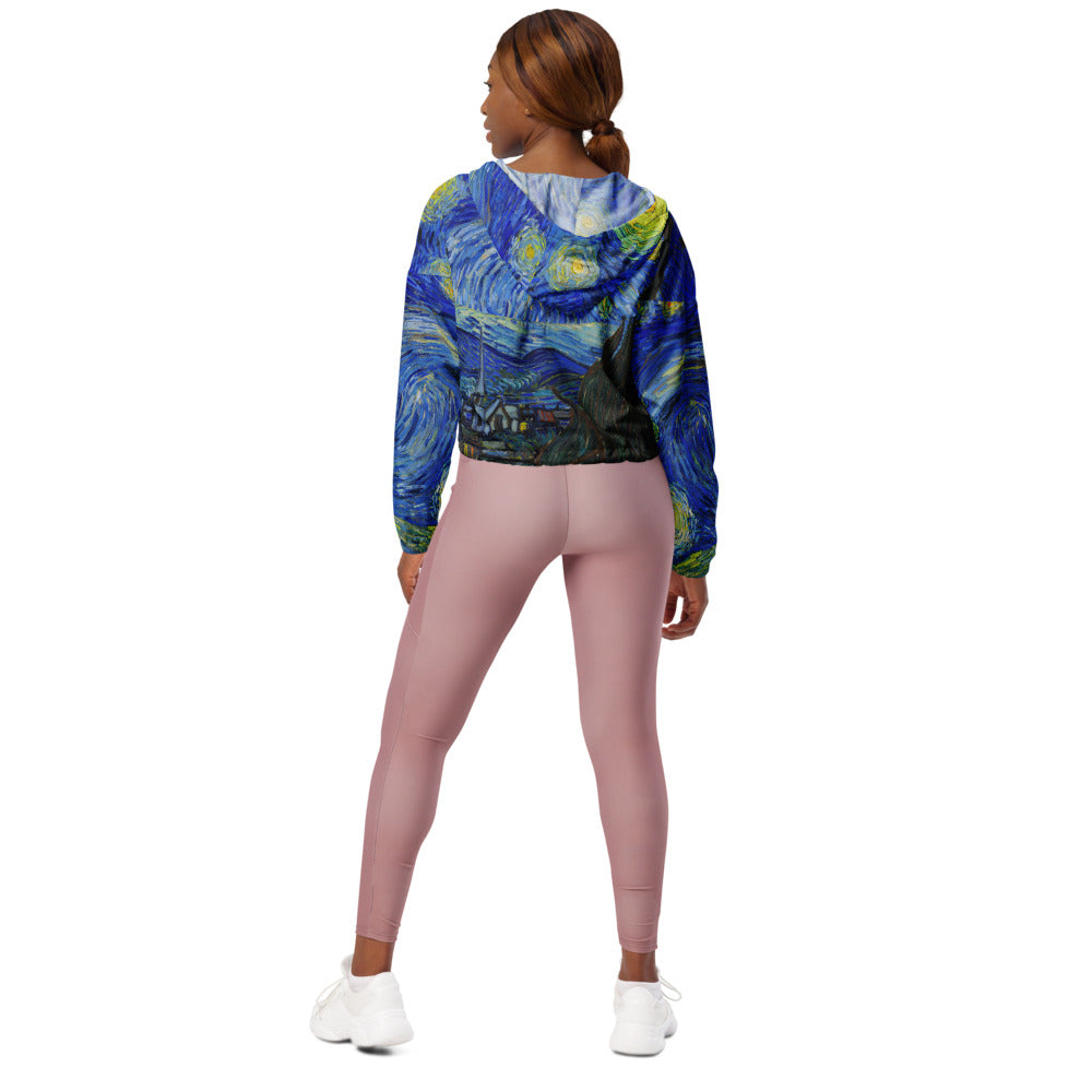 Van gogh Starry Night cropped windbreaker