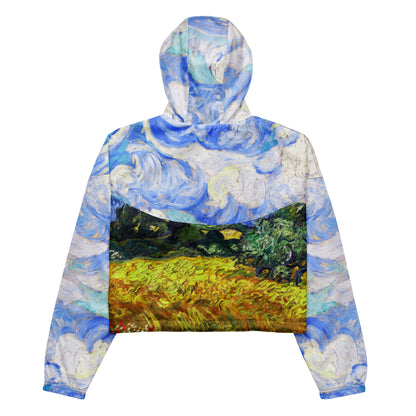 Wheat Field with Cypresses cropped windbreaker