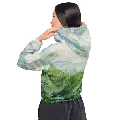 Van Gogh Green Field cropped windbreaker