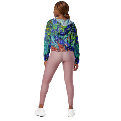 Van Gogh Irises cropped windbreaker